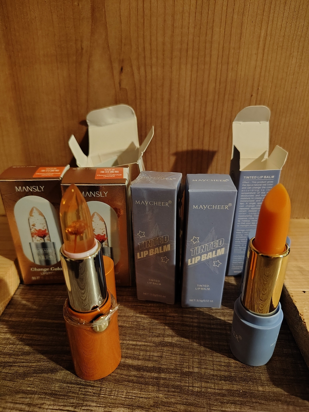 Two Sticks Mansly Color Changing Lipstick And Three Maycheer Lip Balm